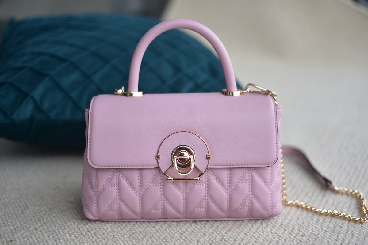 Women's premium PU leather pink hand-held diagonal women's bag