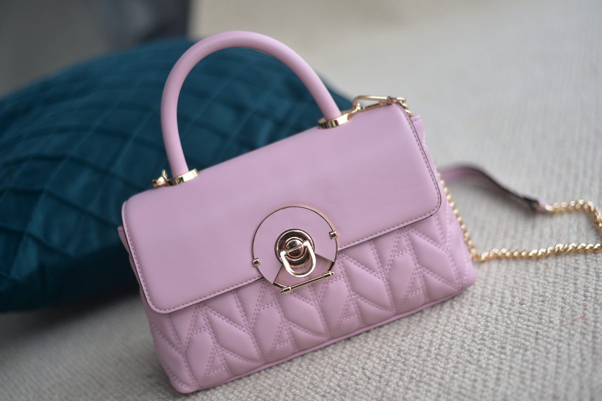 Women's premium PU leather pink hand-held diagonal women's bag