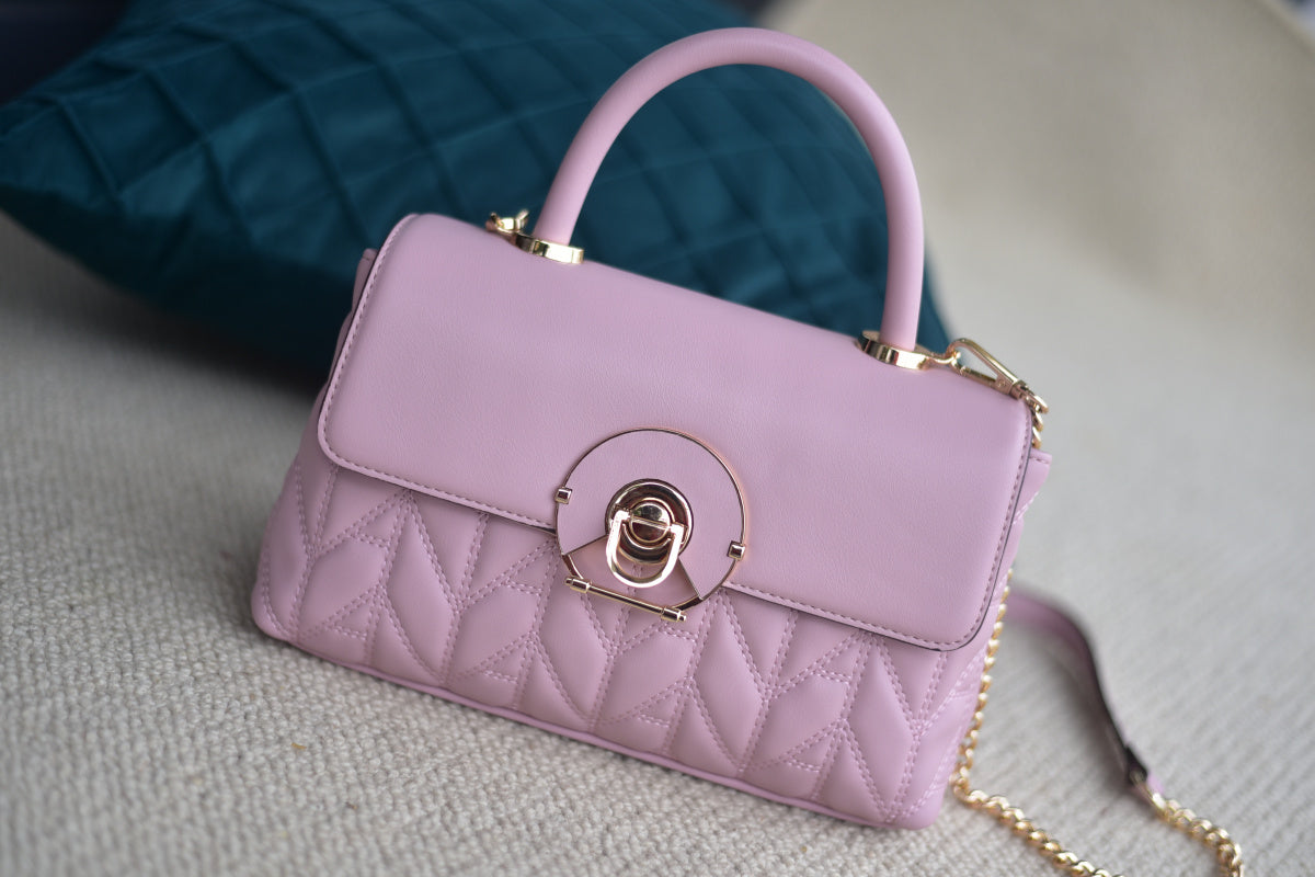 Women's premium PU leather pink hand-held diagonal women's bag