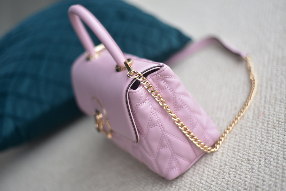 Women's premium PU leather pink hand-held diagonal women's bag