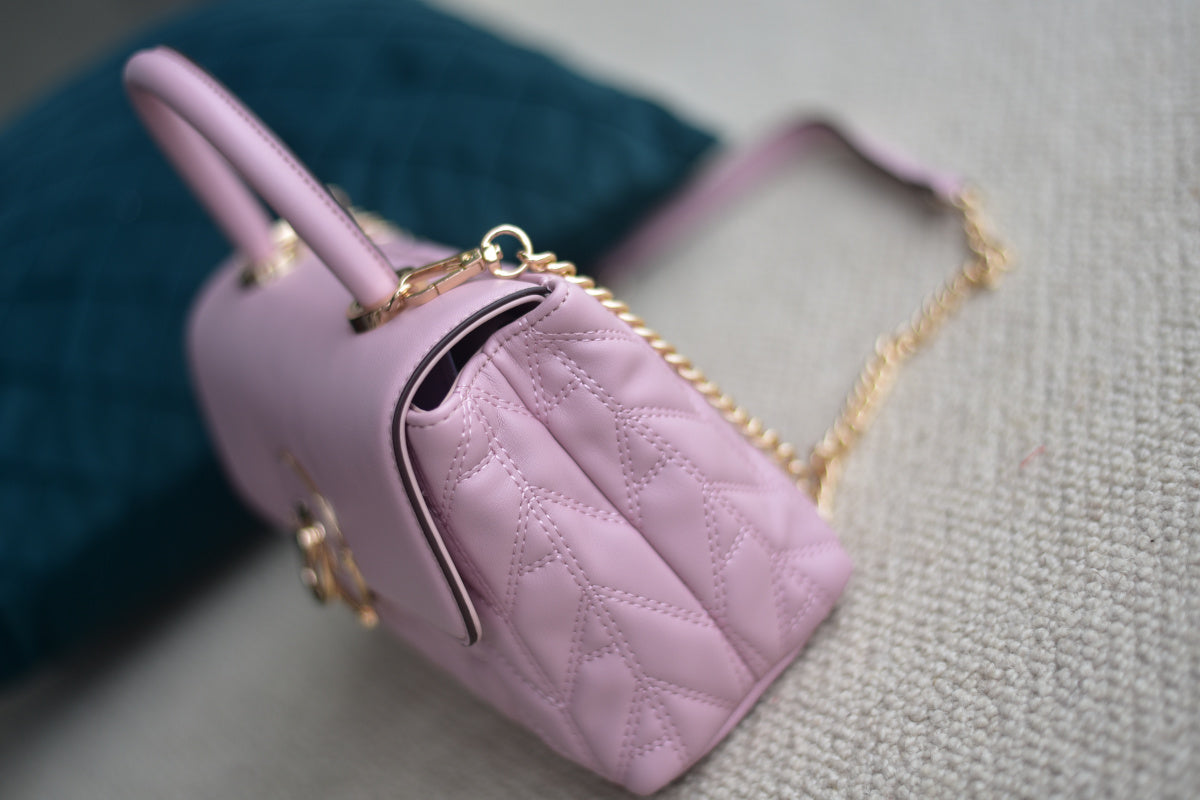 Women's premium PU leather pink hand-held diagonal women's bag