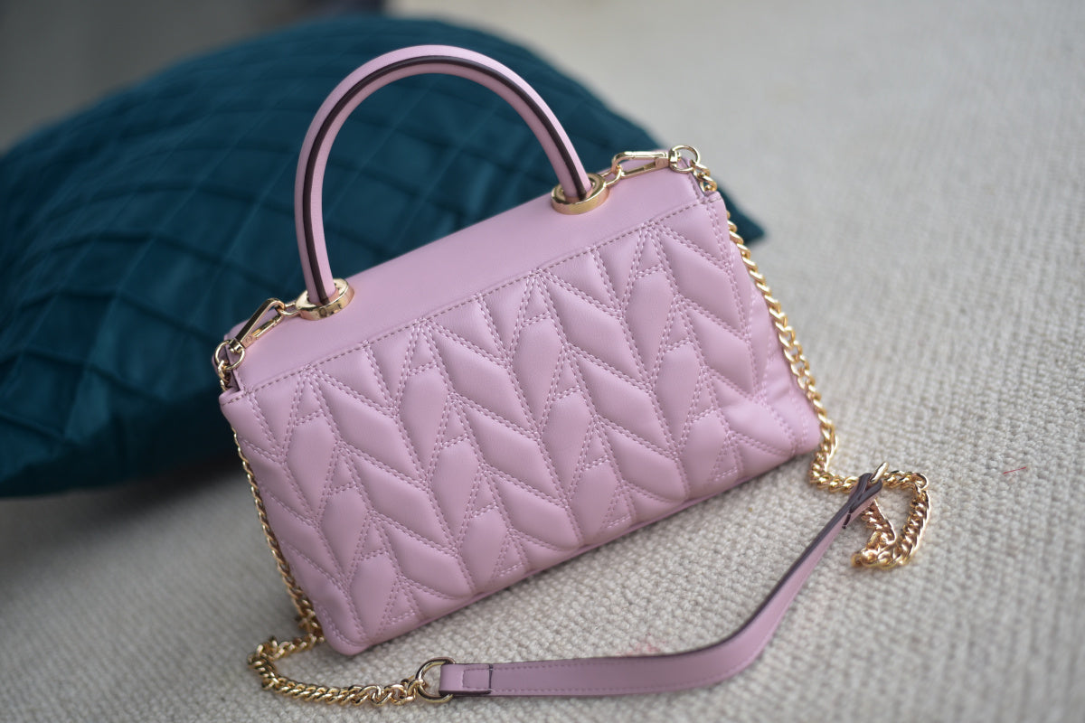 Women's premium PU leather pink hand-held diagonal women's bag
