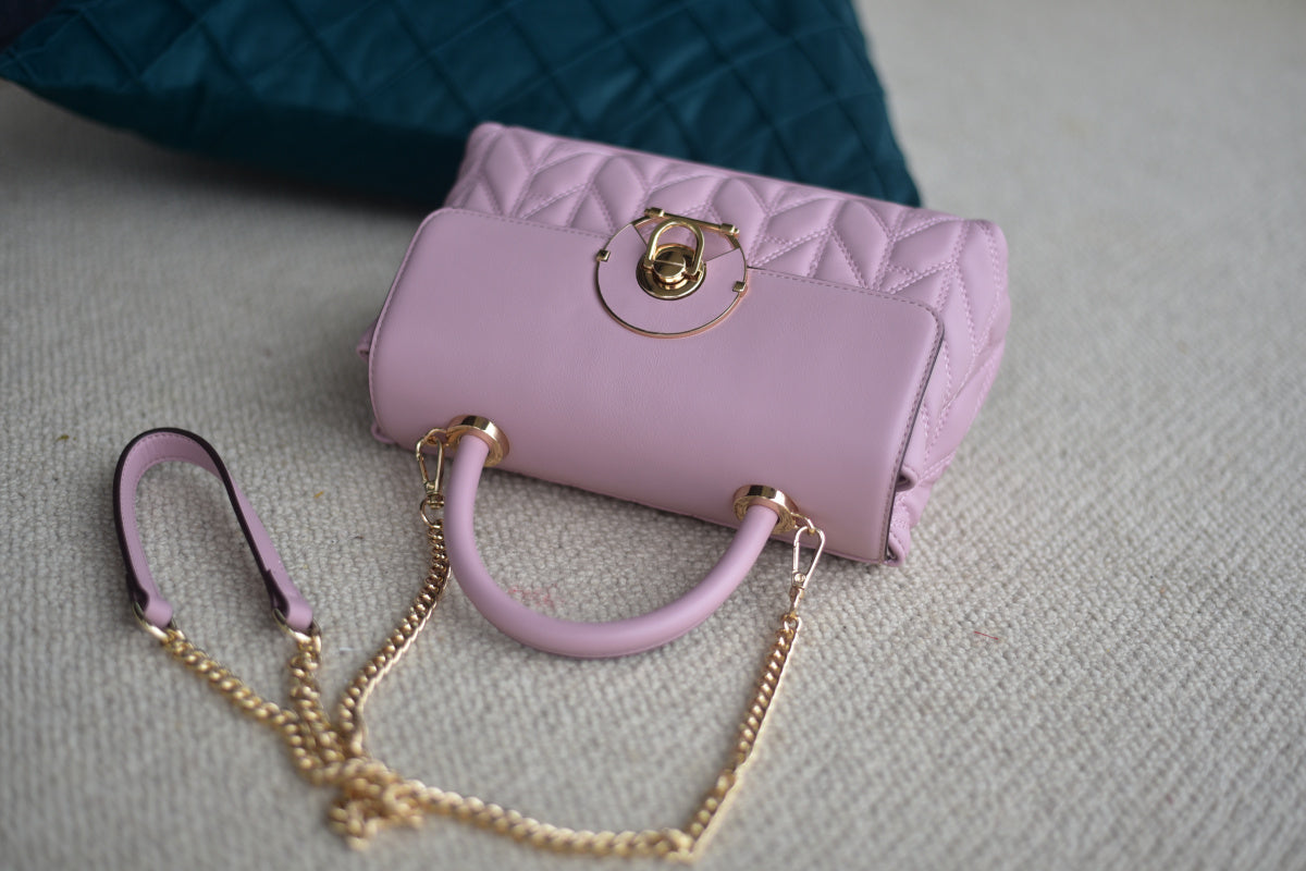 Women's premium PU leather pink hand-held diagonal women's bag