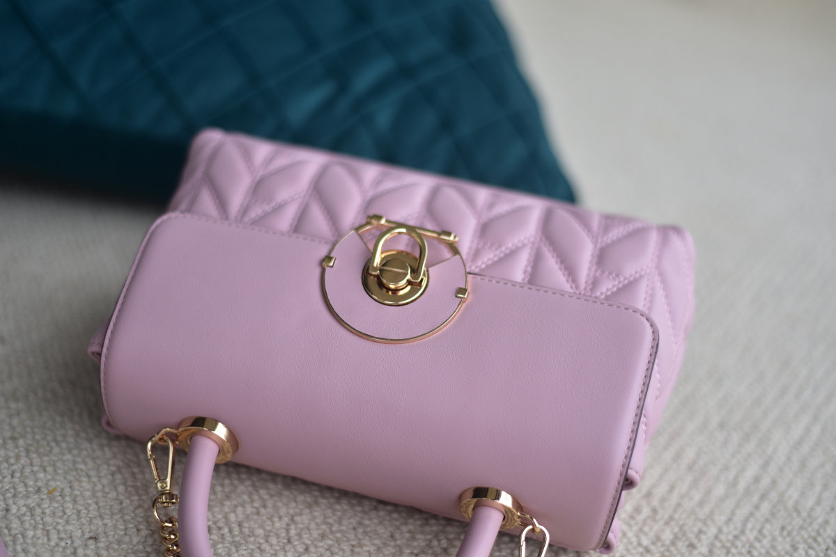 Women's premium PU leather pink hand-held diagonal women's bag