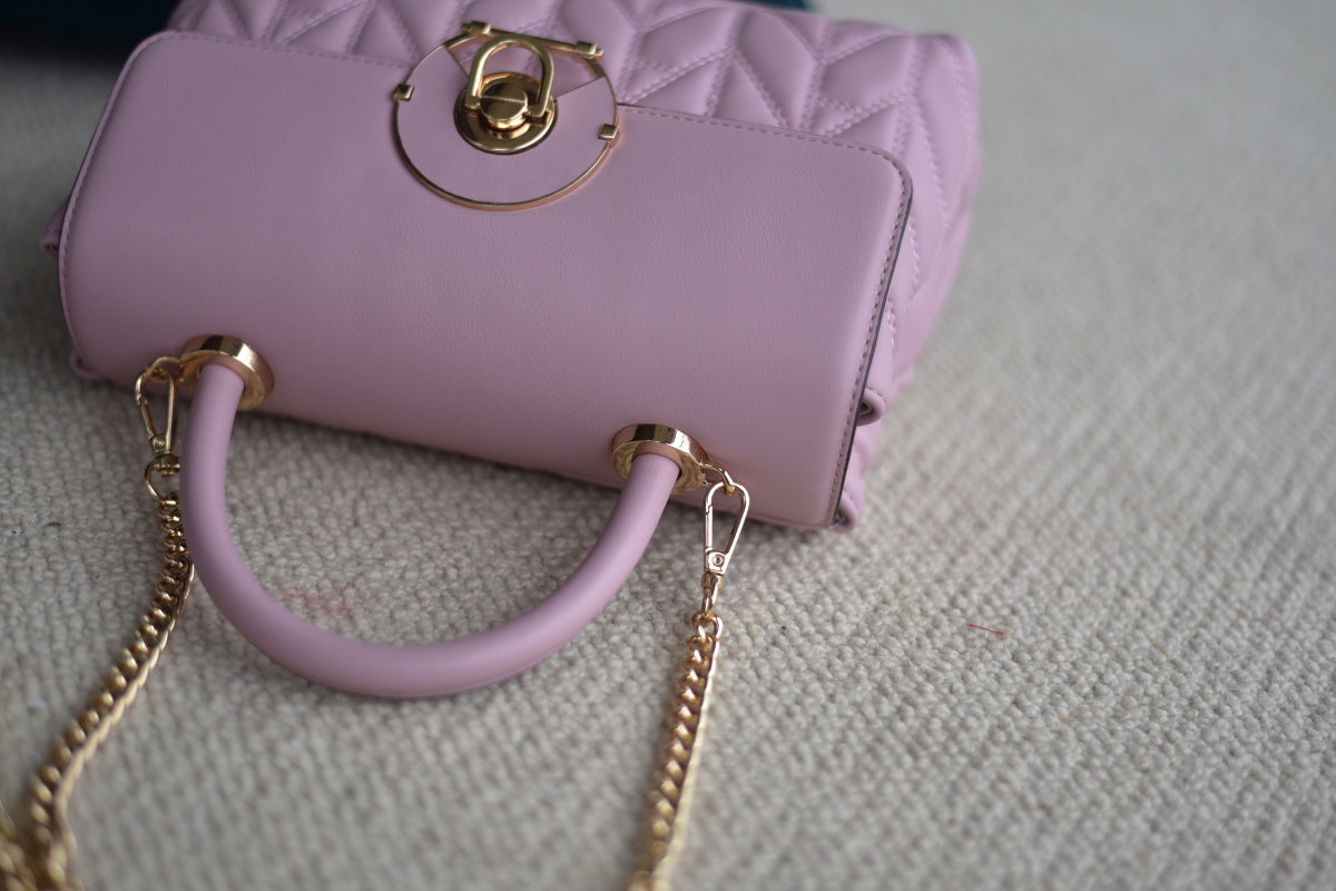 Women's premium PU leather pink hand-held diagonal women's bag