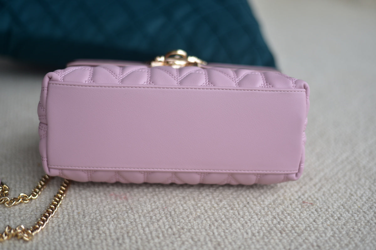 Women's premium PU leather pink hand-held diagonal women's bag