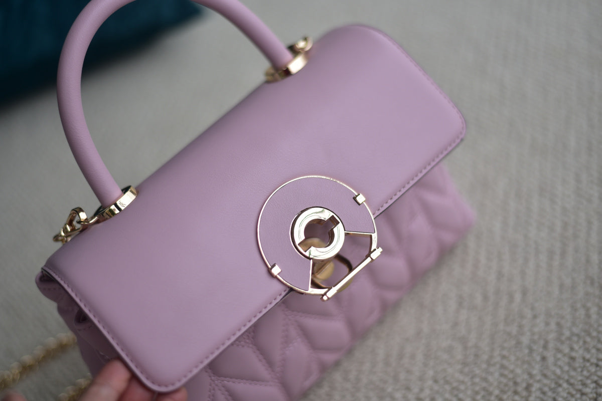 Women's premium PU leather pink hand-held diagonal women's bag