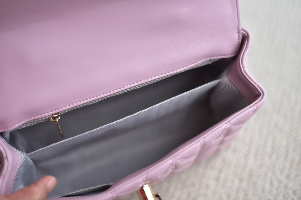 Women's premium PU leather pink hand-held diagonal women's bag