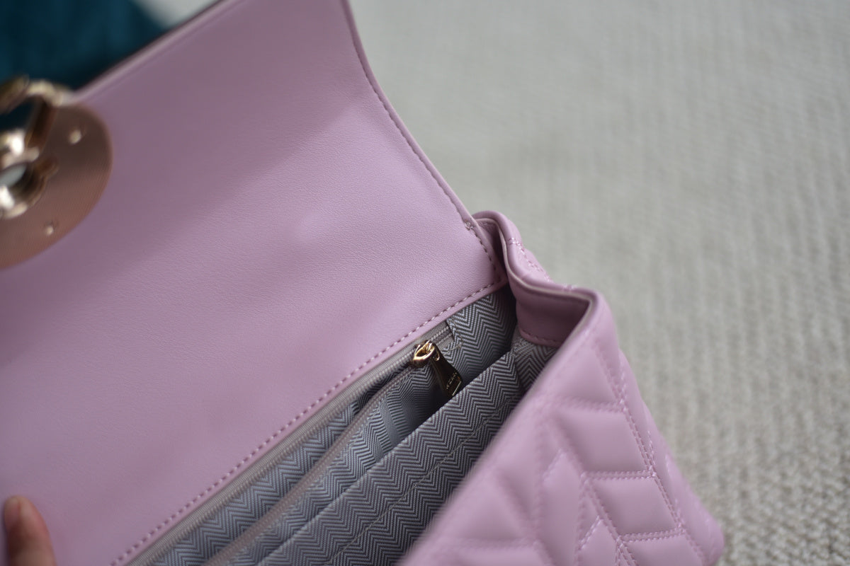 Women's premium PU leather pink hand-held diagonal women's bag