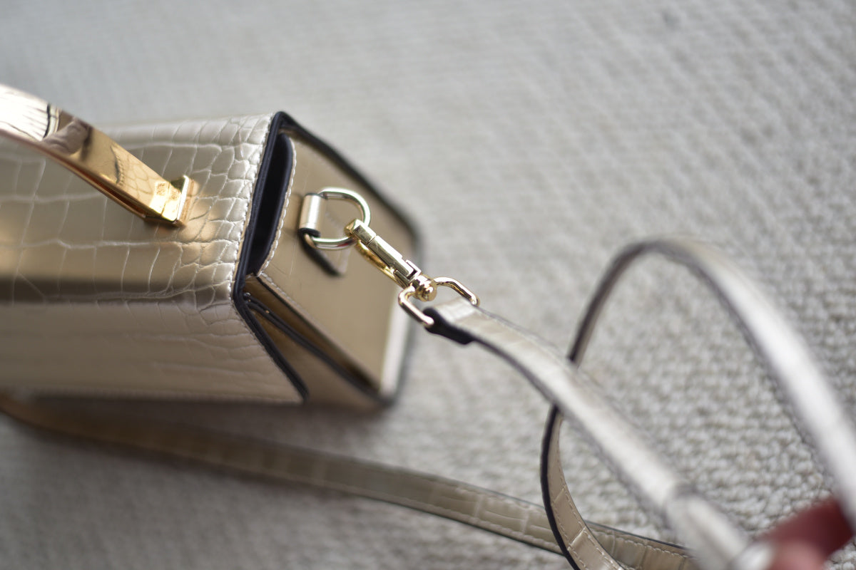 Gold alligator cowhide fashion women's handbag crossbody bag