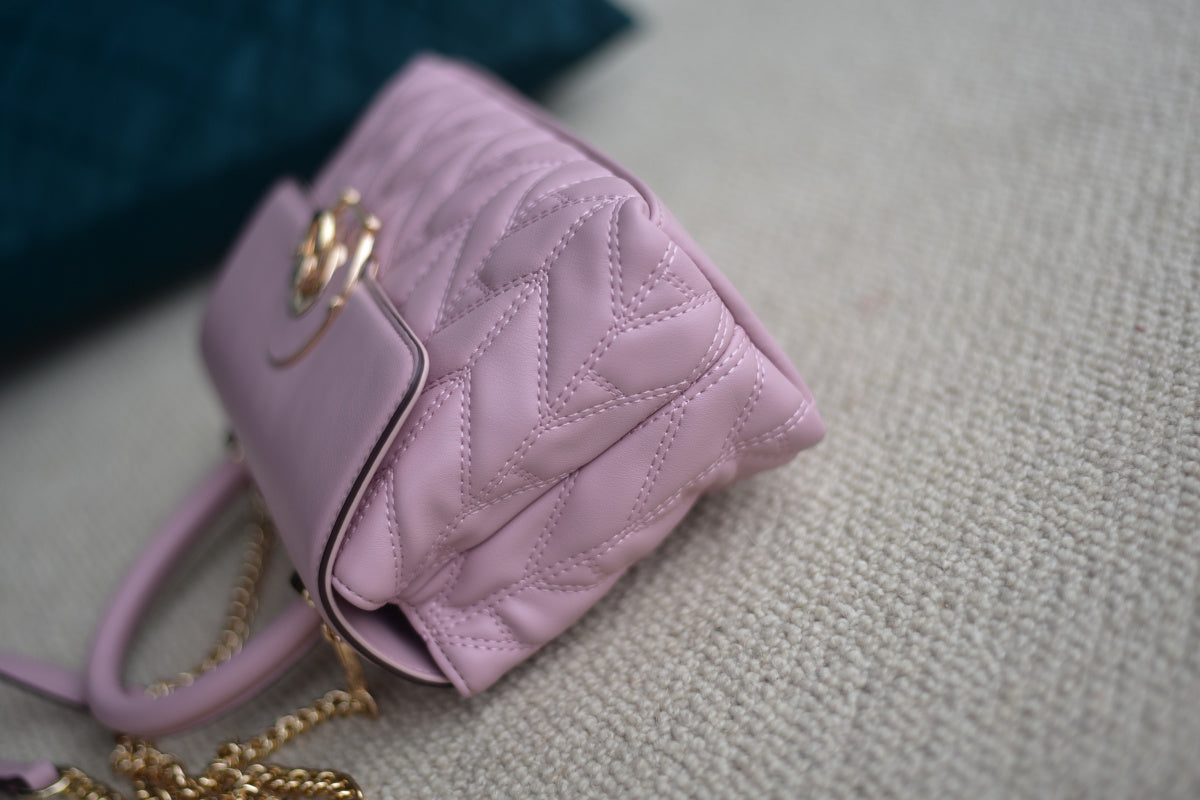 Women's premium PU leather pink hand-held diagonal women's bag