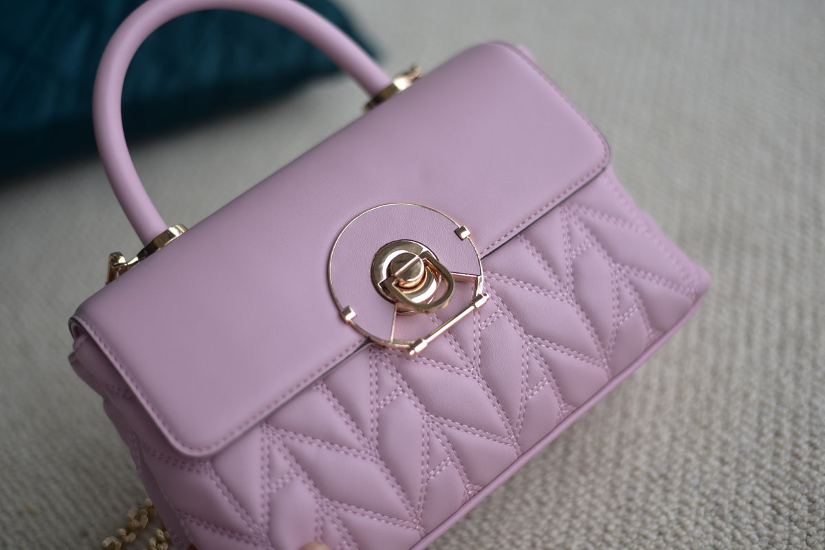 Women's premium PU leather pink hand-held diagonal women's bag