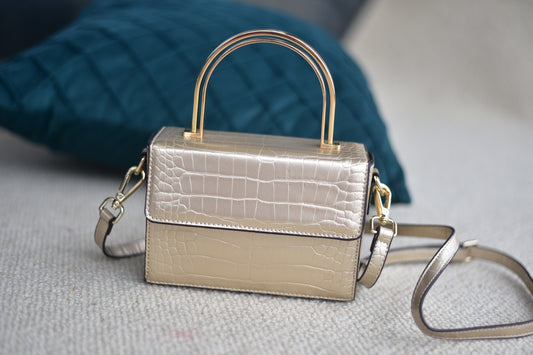Gold alligator cowhide fashion women's handbag crossbody bag