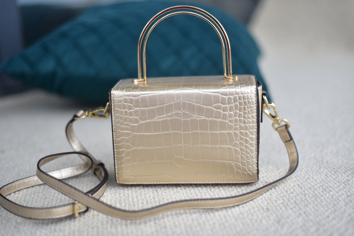 Gold alligator cowhide fashion women's handbag crossbody bag